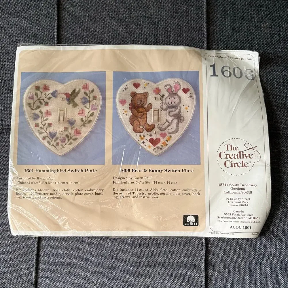 Bear & Bunny Switch Plate Vintage Counted Cross Stitch Kit The Creative Circle